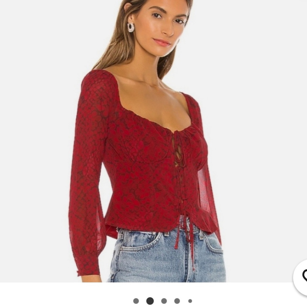 Majorelle Waldorf Lace Up Top Red Snake Revolve size small